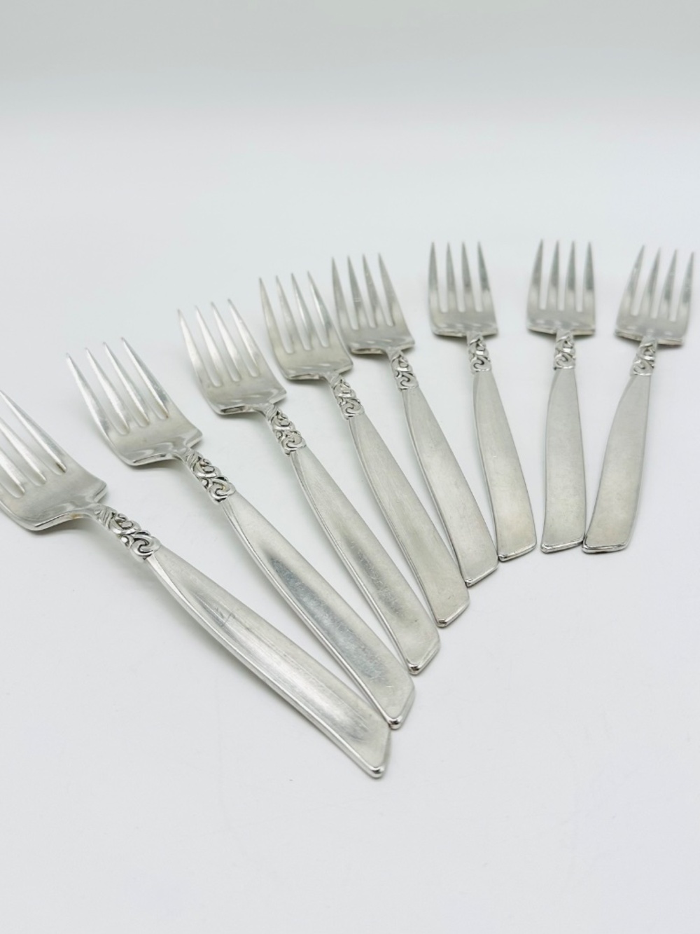 Vintage Oneida Community South Seas Salad Forks Silver-Plate Flatware Set of 8